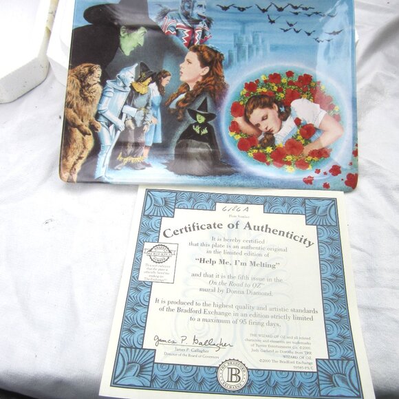VTG WIZARD OF OZ DISPLAY PLATE, BRADFORD EXCHANGE, W/CERTIFICATE - Picture 1 of 4